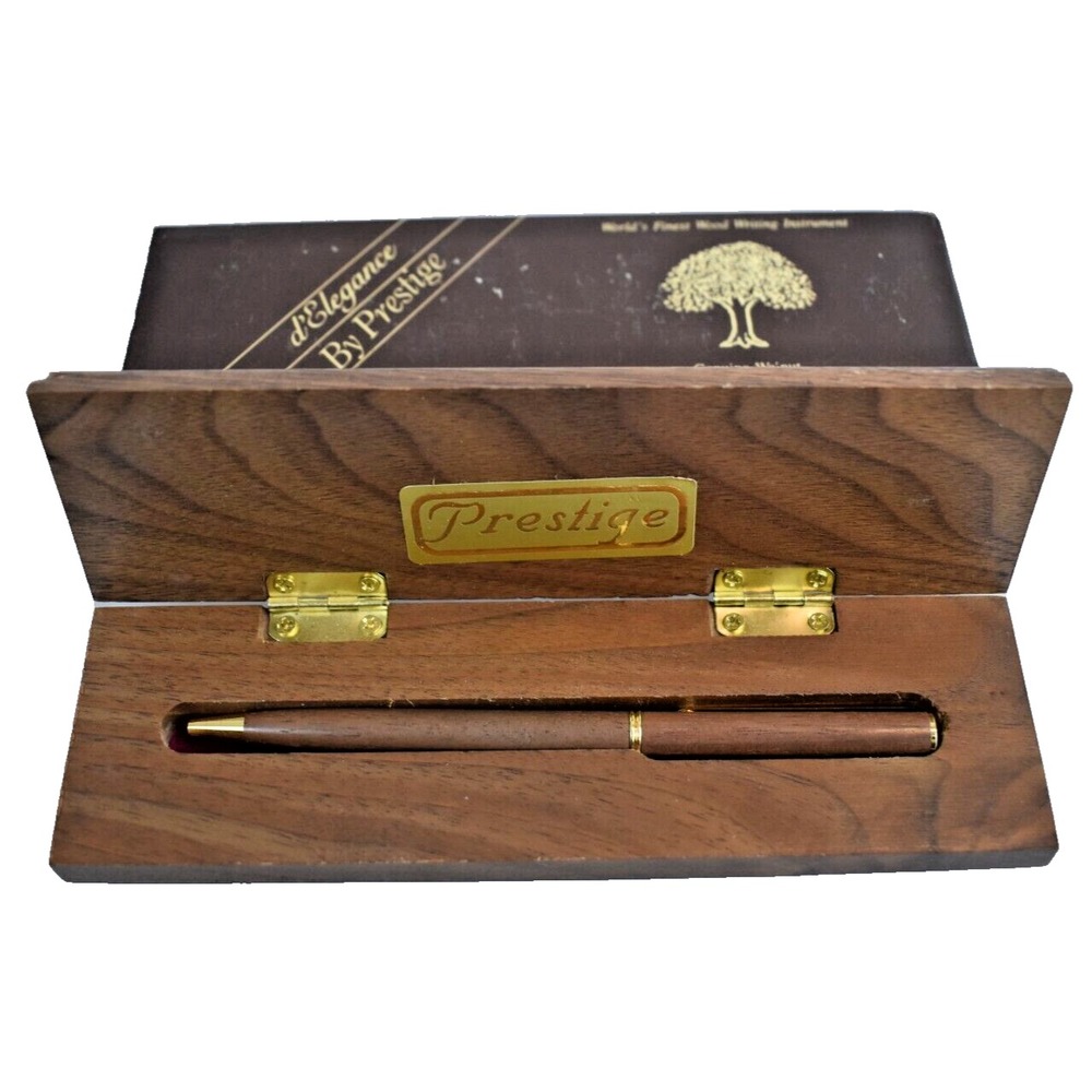 D'Elegance By Prestige Walnut Wooden Pen Set With Case and Box